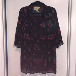 Floral long sleeve flown dress